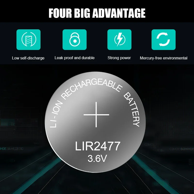 3 шт., 3,6 В Кнопочная батарея LIR2477 CR2477, литиевая батарея 200 мАч, перезаряжаемая батарея в виде монеты для планшетов