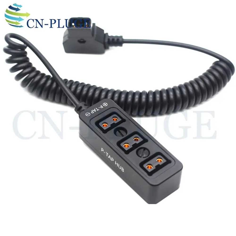 D-Tap Male To 3-Port P-Tap Female Camera Power Distributor Spring Wire DTAP Three Way Distributor With 1/4 '' Screw