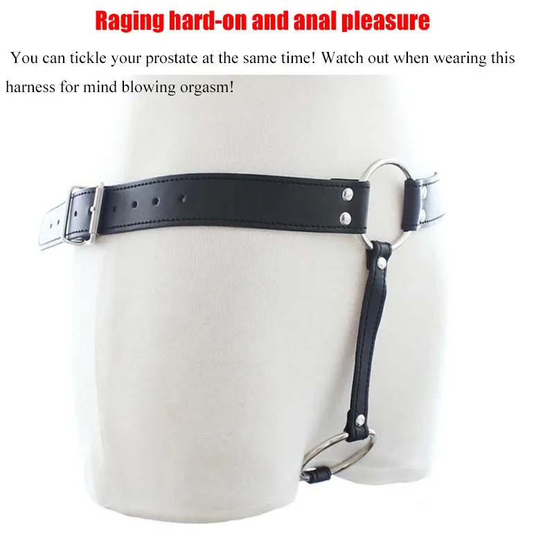 Deluxe Leather Chastity Belt,Strap-on Butt Plug Harness,Bdsm Bondage With Cock Ring,Strapon Anal Plug,Adult Sex Toys For Men