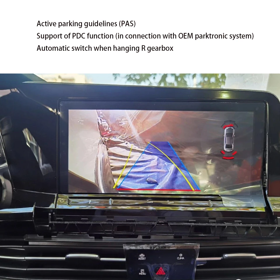 

Car Parking Aid Backup Camera Front View Interface CANBUS Decoder for New Volkswagen Golf 8 with Dynamic Parking Guidelines