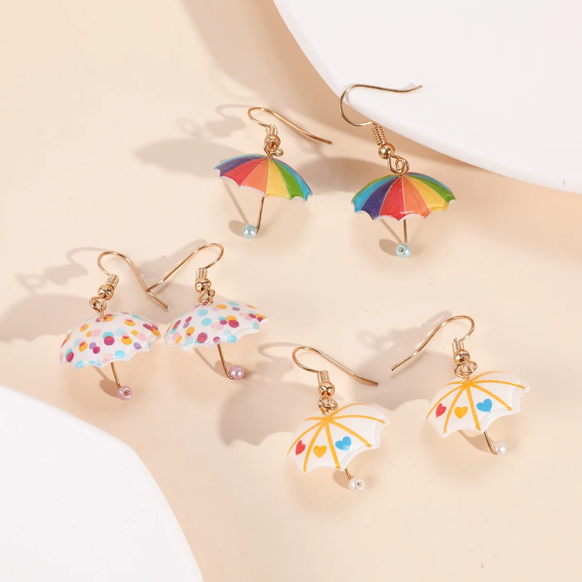 Rainbow Color Umbrella Cute Earrings For Girls Women Unqiue Floral Small Umbrella Earrings Femme Sweet Fashion Jewelry Wholesale