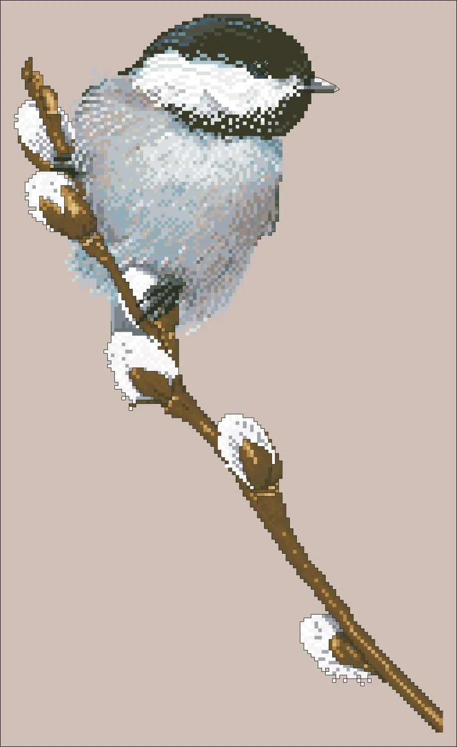 Little bird on branch cross stitch kit design cotton silk thread 18ct 14ct 11ct linen flaxen canvas embroidery Dreampattern