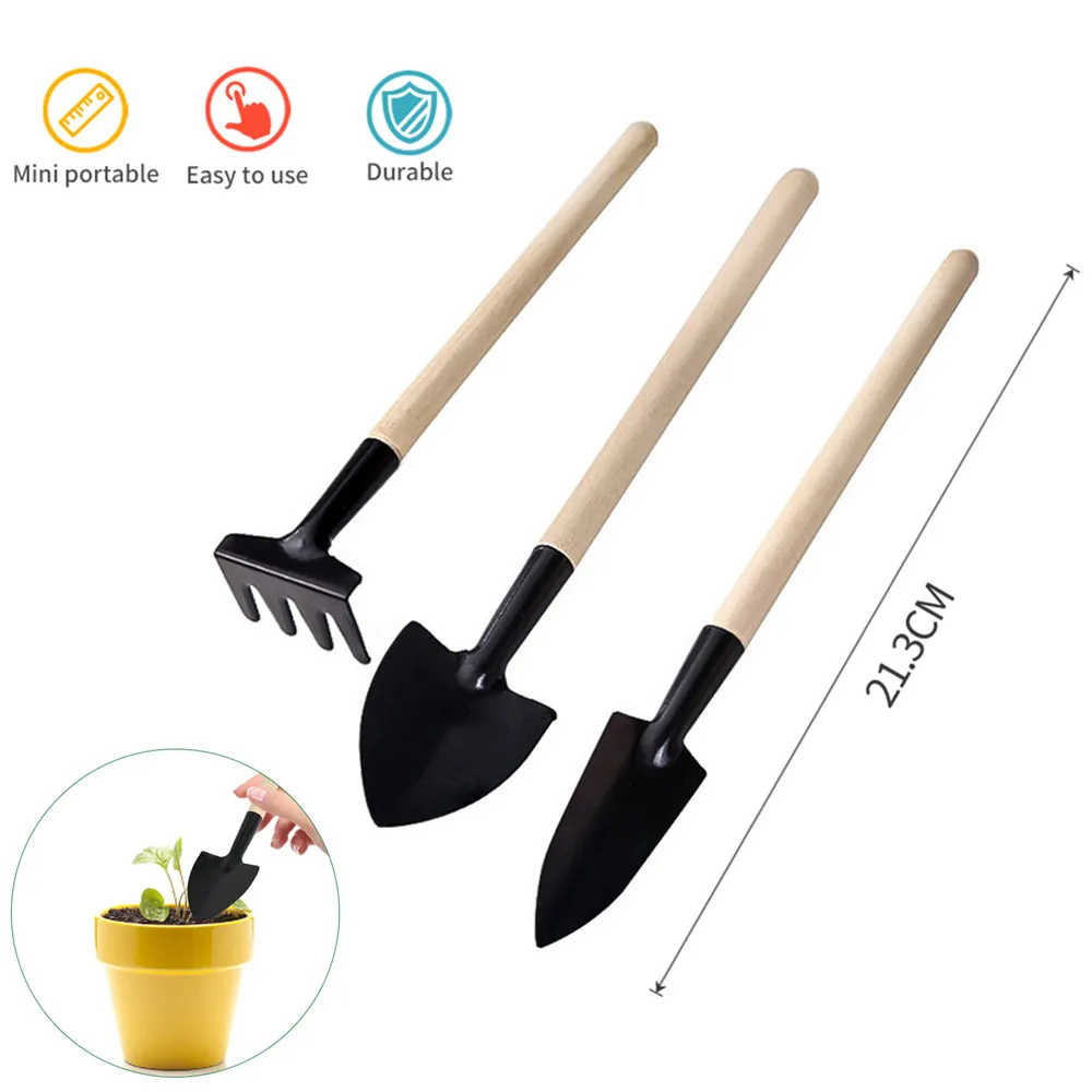 Mini Gardening Tool Spade Shovel Harrow Flowerpot Tools Potted Plants Wooden Plant Soil Shovels Garden Tool Seed Disseminators