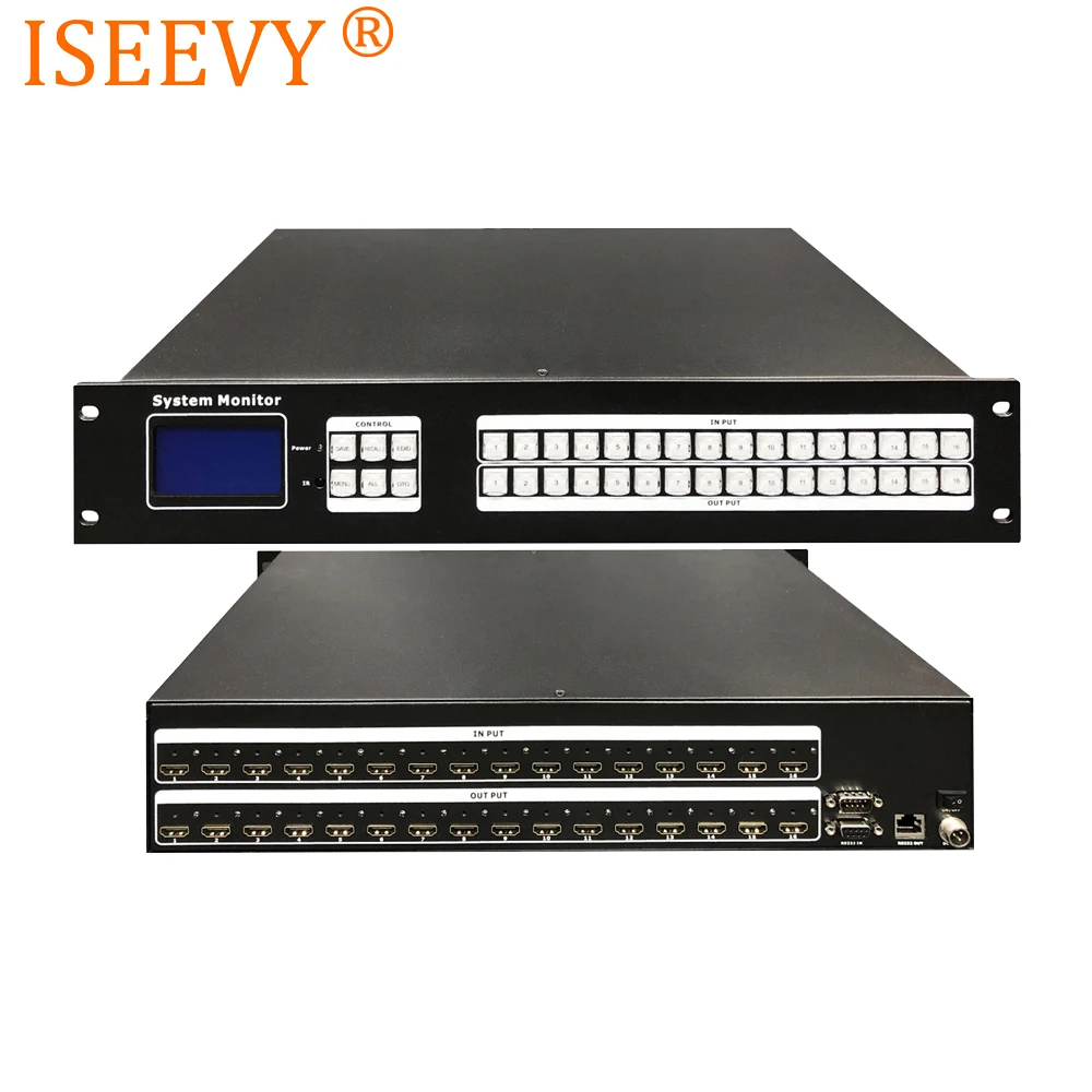 O interruptor da matriz de isevy 16x16 hdmi com hdmi 16 em 16 para fora os canais completos apoiam 4kx2k @ 30 hz, 1080p3d @ 60 hz, hdcp 1.4, azul-ray, edid