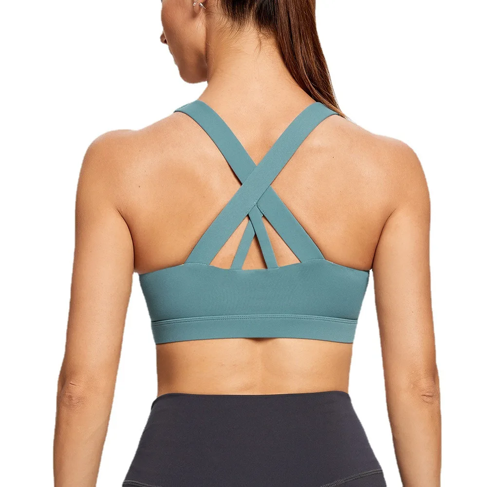 New Fabric Nylon Breathable Women Yoga Tops Sports Bra Solid Color And Sexy Sports Wear Outdoor Exercise Clothes Running Bras