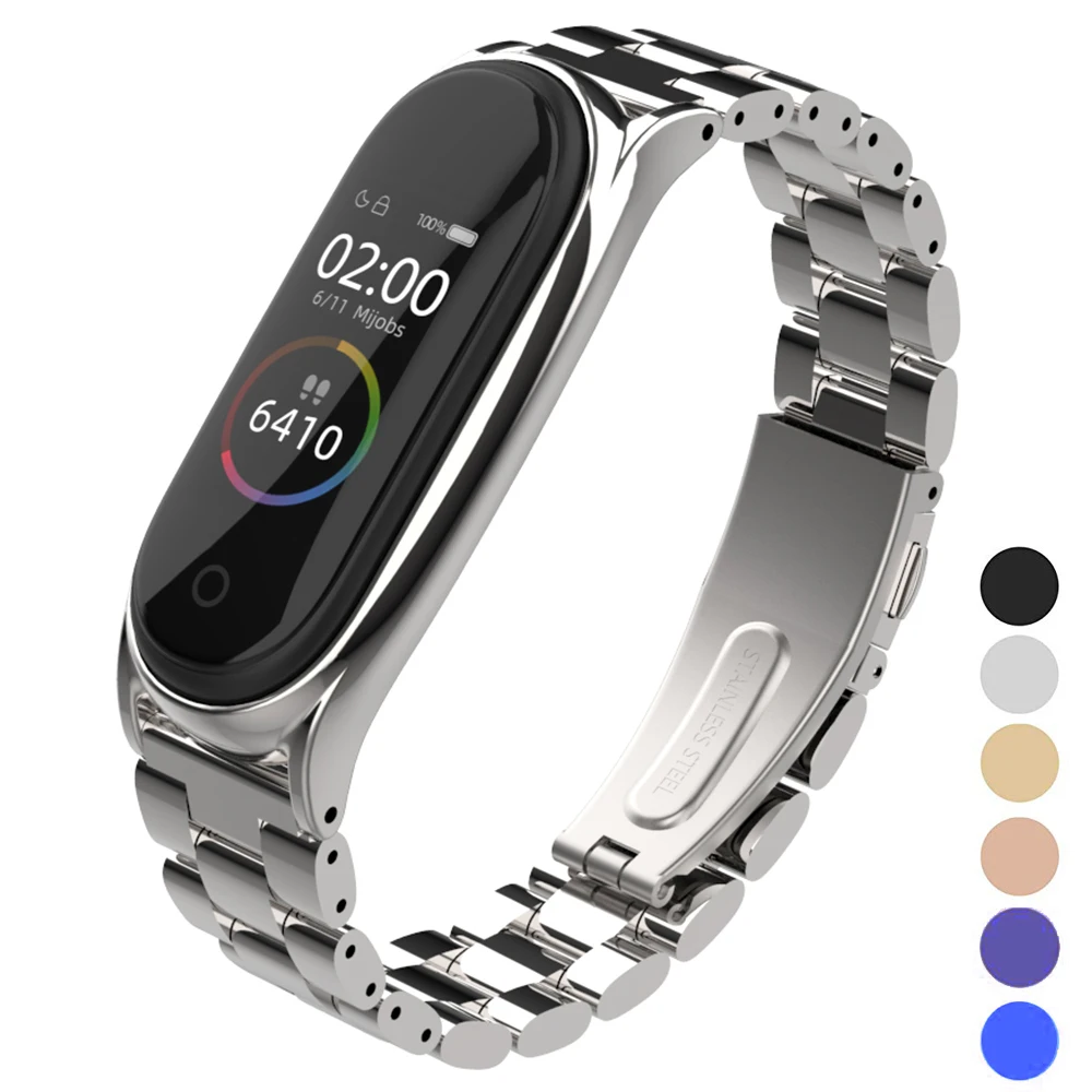 

Metal Strap For Mi Band 5 4 3 Stainless Steel Bracelet On Mi Band 6 Strap For Mi Band 3 Xiomi Men's Watchband ​Accessories