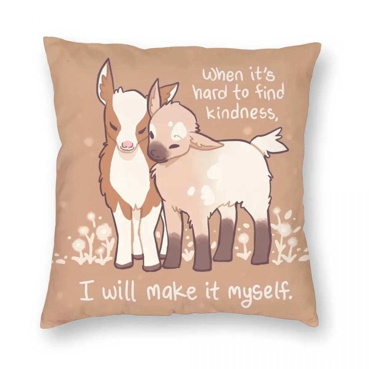 

Make It Myself Baby Goats Square Pillowcase Polyester Linen Velvet Printed Zip Decor Home Cushion Cover 45x45