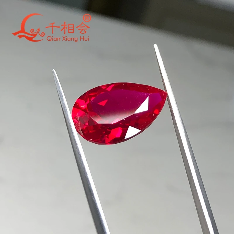 Rubino artificiale rosso a forma di pera trasparente 5 #   Pietra preziosa sciolta di corindone taglio naturale di colore - Gioielli