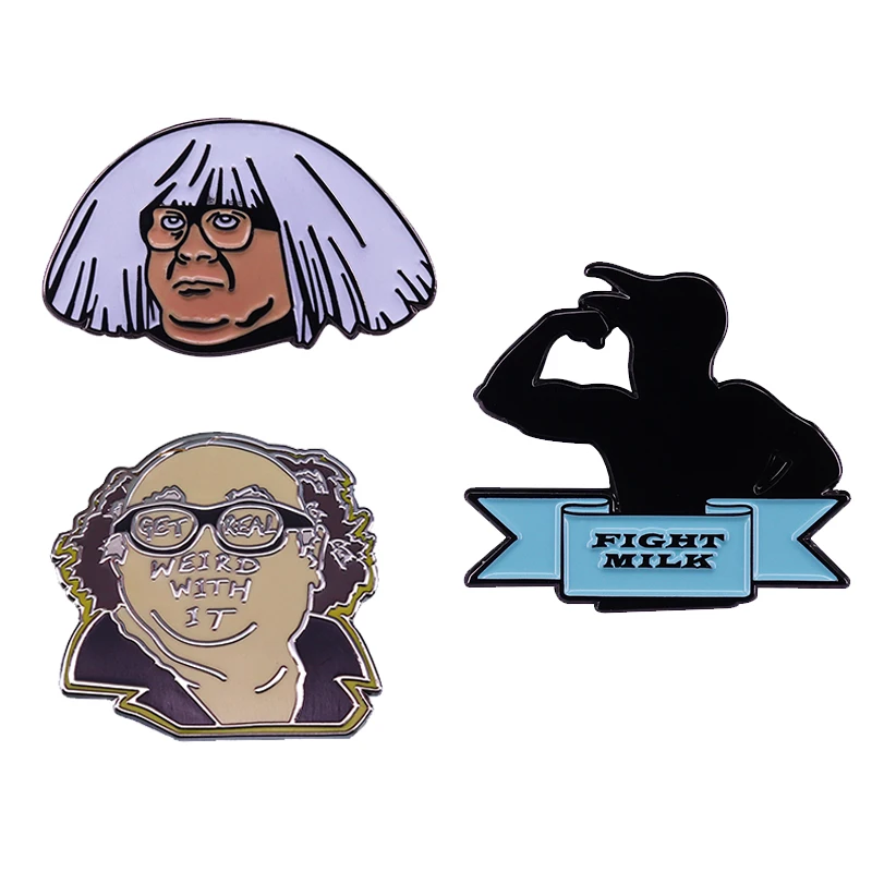 Es siempre soleado en la colección de pines de Filadelfia, broche extraño de Frank Reynolds, insignia de cuervo de leche de lucha Ongo Gablogian