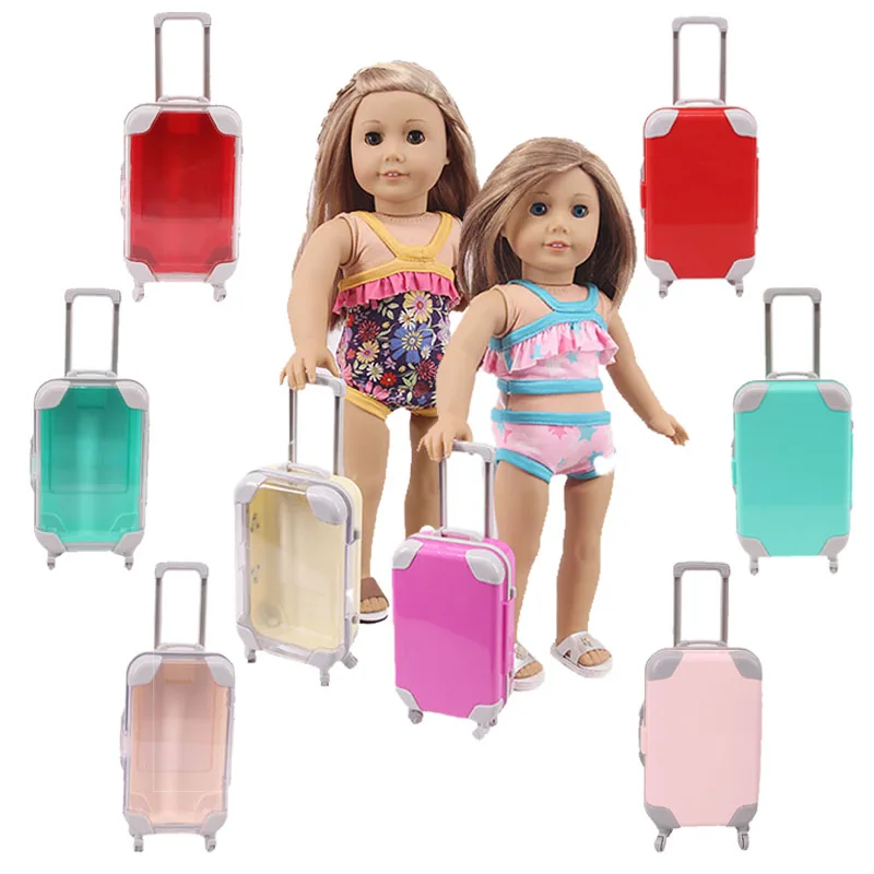 Doll Accessories Suitcase  Loveless Travel for 43Cm &18 Inch girl Doll Take A Holiday A Gifts To Baby Birthdy