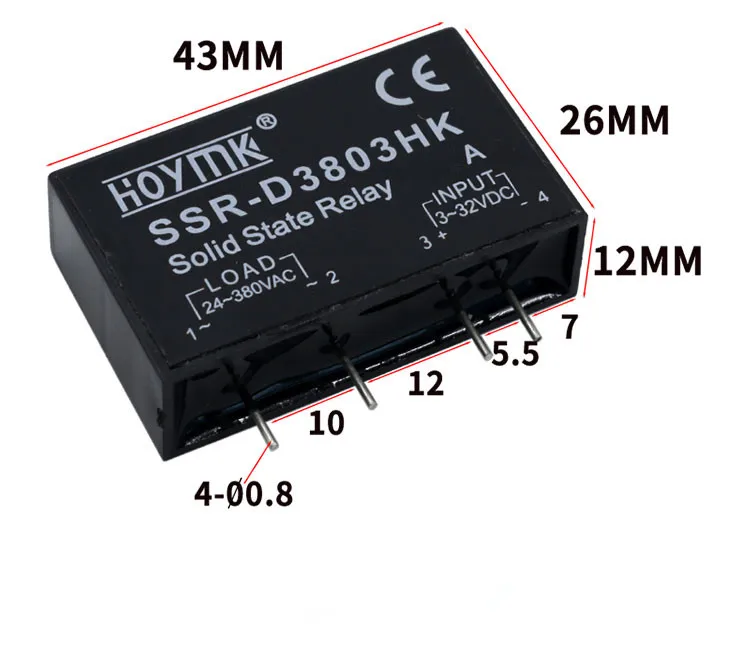 1PC PCB Circuit board pins Dedicated with 4 Pins SSR-D3805HK 3A 5A 8A DC-AC Solid State Relay SSR-D3805HK