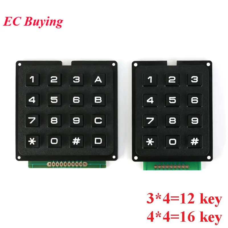 3*4 4*4 Matrix Switch Keyboard Keypad Array Module ABS Plastic Keys 4x4 3x4 12 16 Key Button Membrane Switch DIY Kit for Arduino