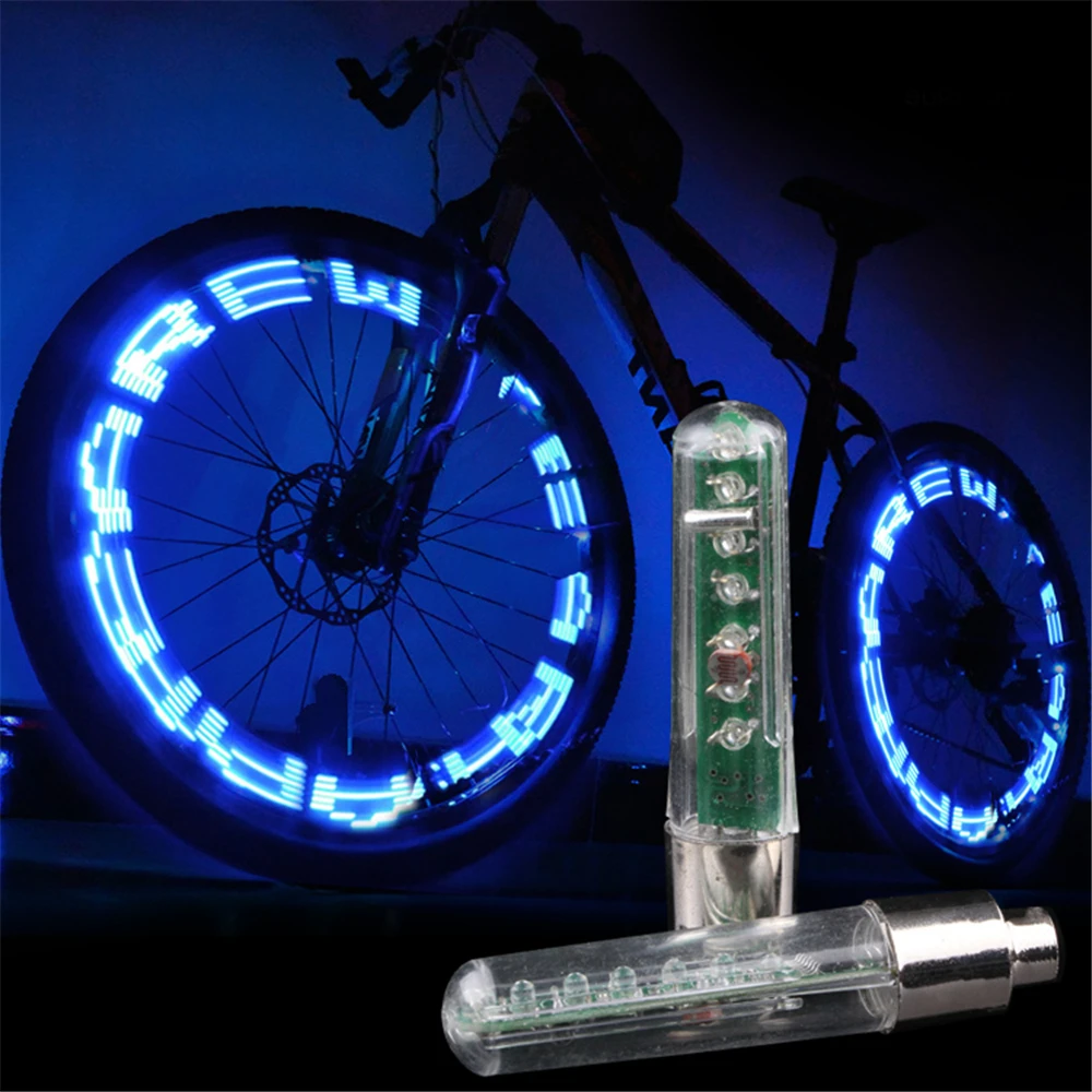 Bicycle Valve Light Double Sense Sided Letter 8 Modes Night Ride MTB Motorcycle Car Tire Nozzle Valve Caps Lamp With Battery