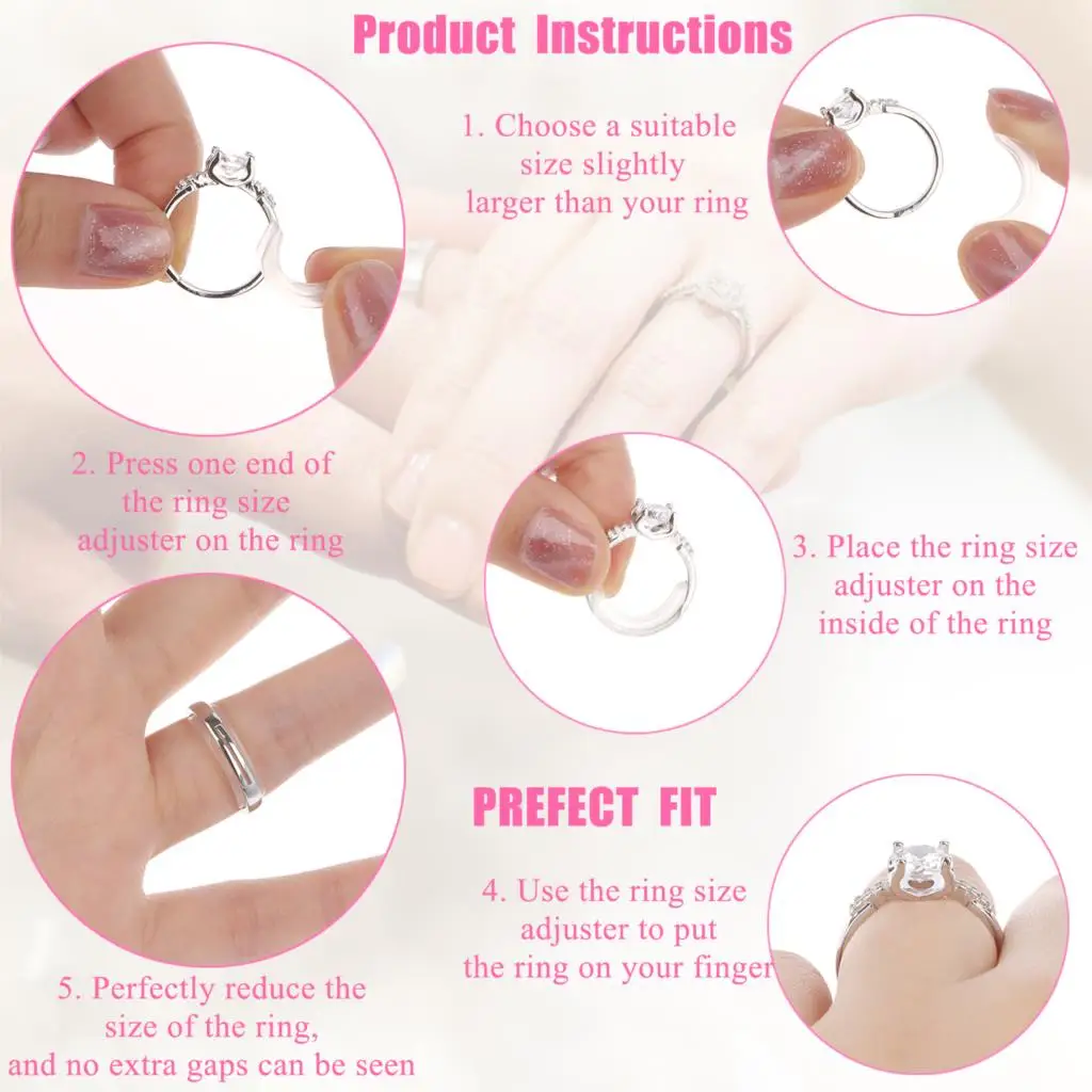 Ajusteur de taille de bague en silicone transparent invisible, redimensionneur de bague adt, Beverer, convient à toutes les matiques, outils de bijoux, lot de 8 pièces