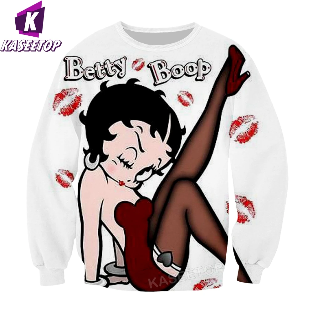 Man Cartoon Girl Sweatshirt Betty Boop-S Cute Men\'s 3D Printed Streetwear Long Sleeve Jumper Ladies Hip Hop Pllover Tracksuit