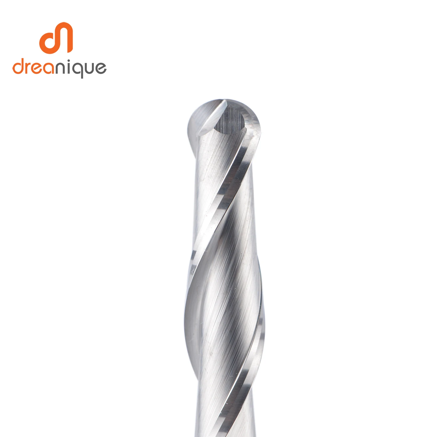 Dreanique-Carbide Ball Nose End Milling Cutter, Router Bit para madeira e alumínio, W2B, 2 flautas, R0.5-R4.0, 1Pc