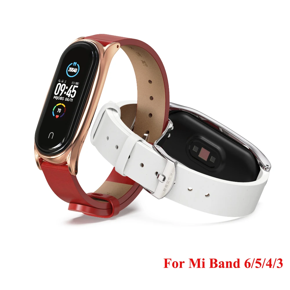 For Mi Band 8 7 6 5 4 3 Strap PU Leather Correa Opaska Do Mi Band 6 Strap Miband 7 Bracelet For Xiaomi Xiomi Metal Wristbands