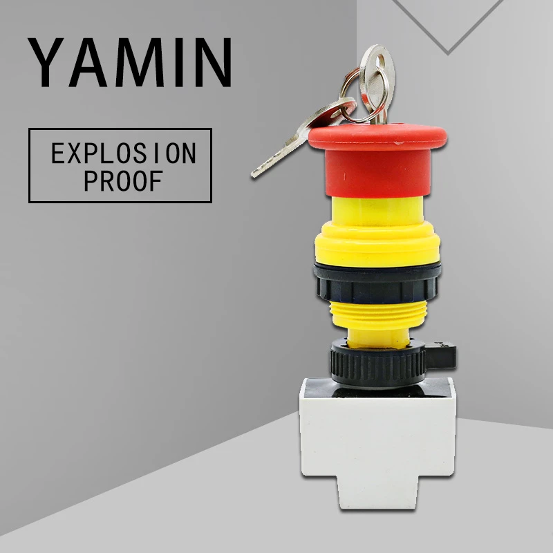 Explosion Proof Latching Lock Key Rotary Switch Emergency Stop Push Button Mushroom Head For Distribution Box