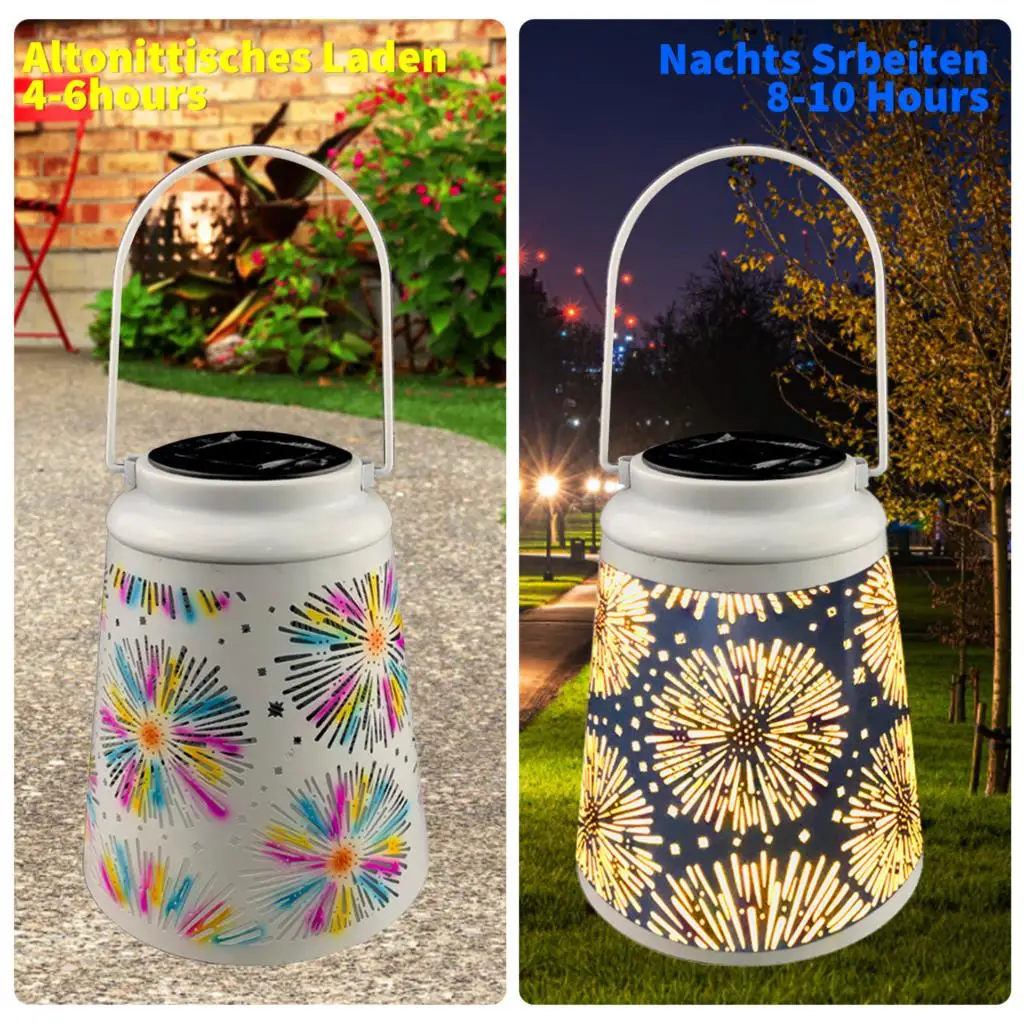 

Hanging Hollow Projection Light Outdoor Lighting LED Solar Fireworks Lantern Lights Landscape Lights For Path Courtyard Garden