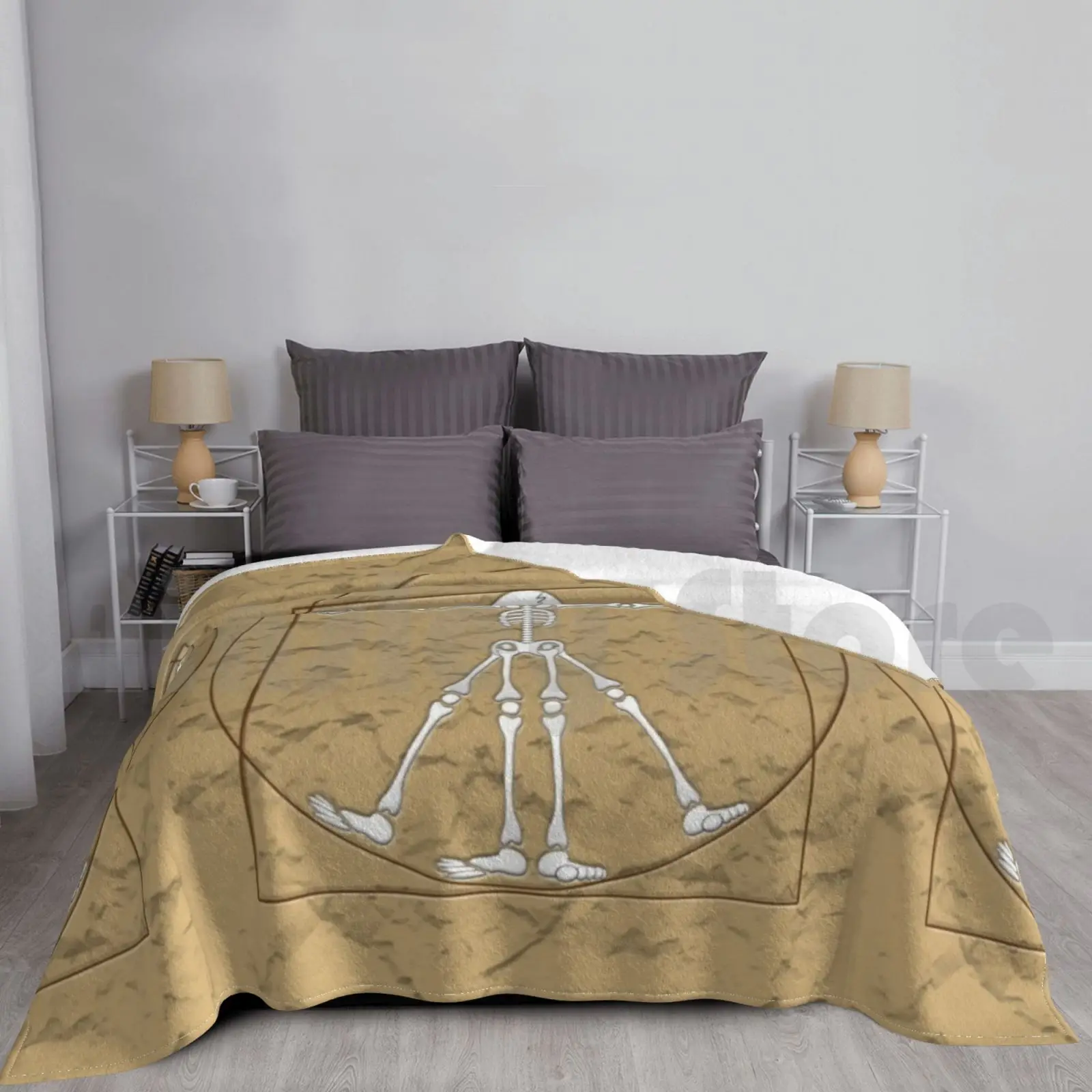 Vitruvian Man Skeleton Cartoon Blanket Fashion Custom Skeleton Vitruvian Man Vitruvian Skeleton Man Humor