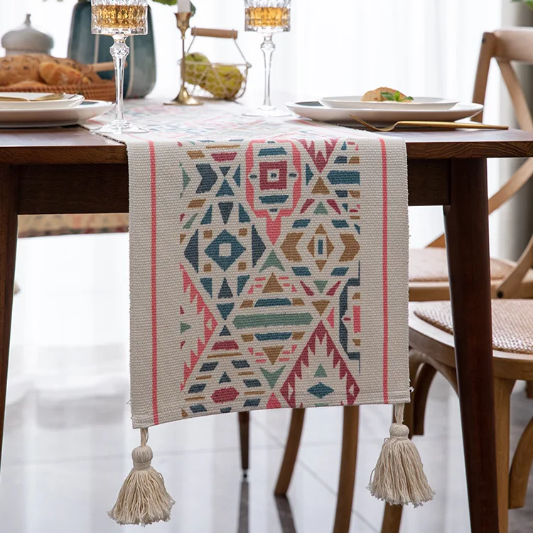 Table runner table mat fabric new homestay hotel decoration tassel home chest of drawers tablecloth linen