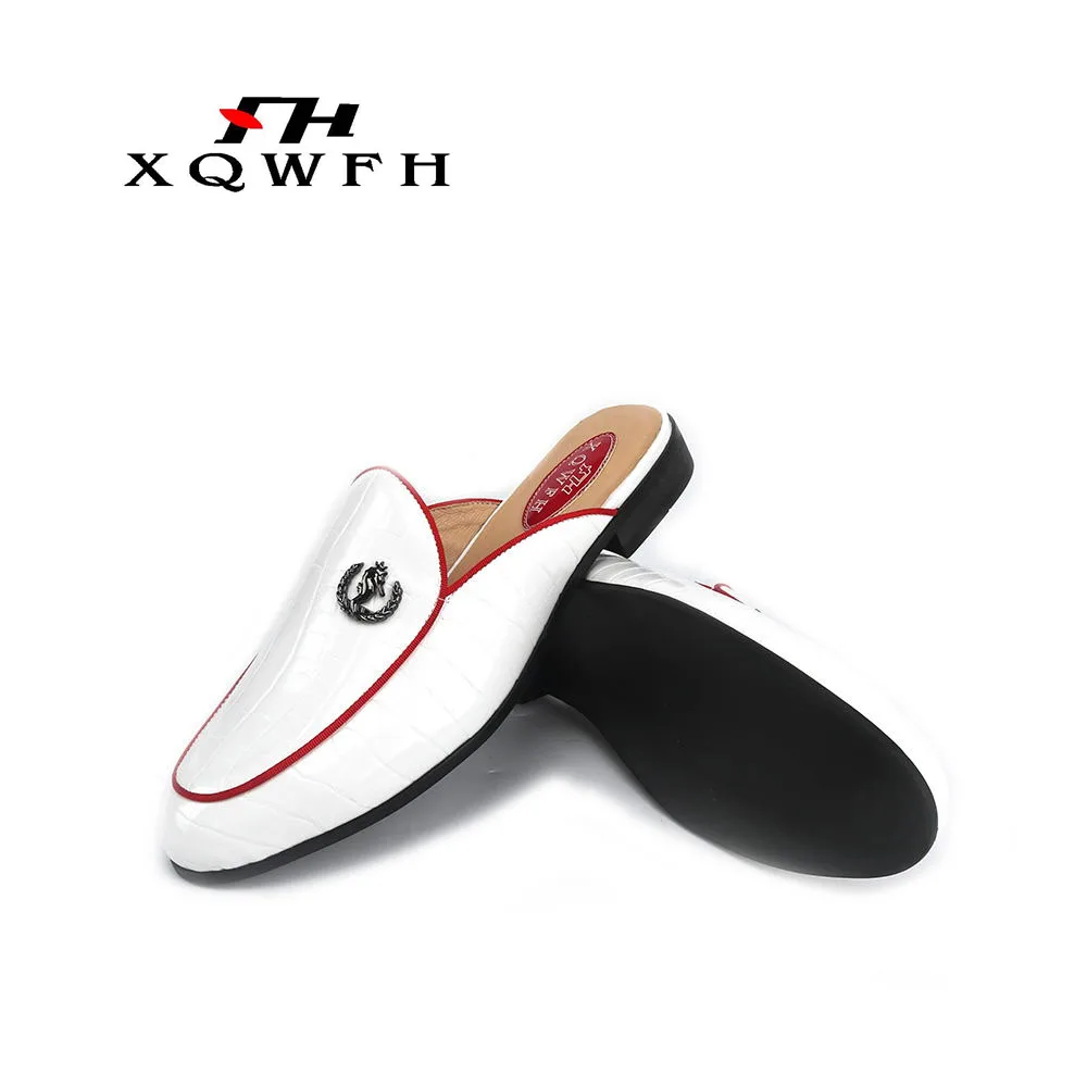 Men summer sandals casual flats banquet handmade men\'s slippers men dress shoes male smoking slippers plus size