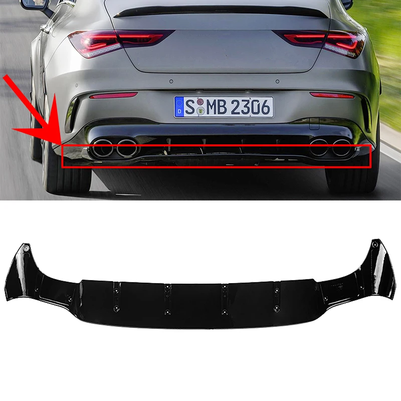 Glossy Black Car Styling Rear Bumper Lip Diffuser Spoiler Splitter for Mercedes Benz W118 C118 CLA35 CLA45 AMG Line 2019-2024