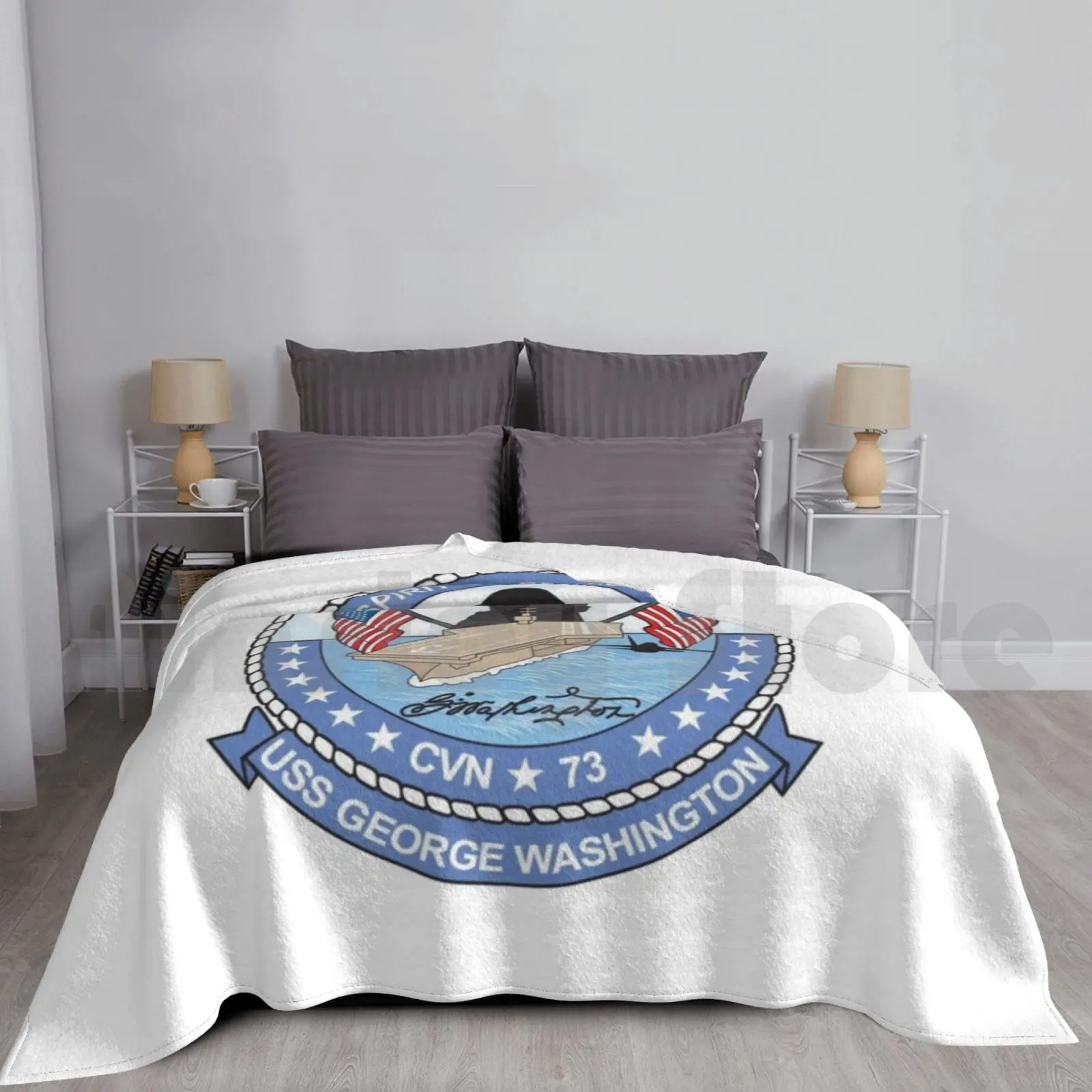 Uss George Washington Cvn-73 Blanket Fashion Custom Uss George Washington Cvn 73 Cvn 73 Cvn73 Cvn 73 Veteran Carrier Logo