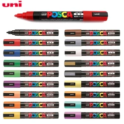 Uni posca-canetas marcadoras de ponta média 1.8mm-2.5mm, 17 cores para escola, escritório, arte japonesa, 1 peça