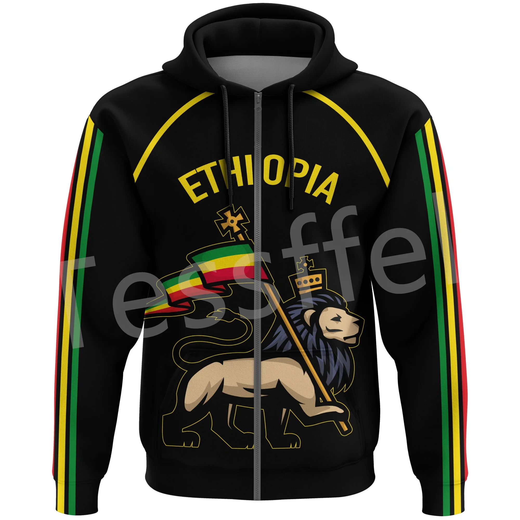 Tessffel Ethiopia County Flag Reggae Africa Native Tribe Lion Retro Harajuku Tracksuit 3DPrint Men/Women Funny Casual Hoodies Y9