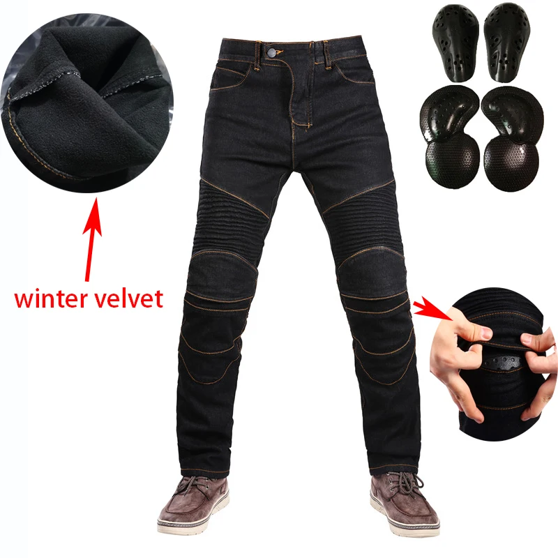 

Autumn and winter motorcycle riding pants men's windproof and warm plus velvet motorcycle pants fall-resistant rider pants men