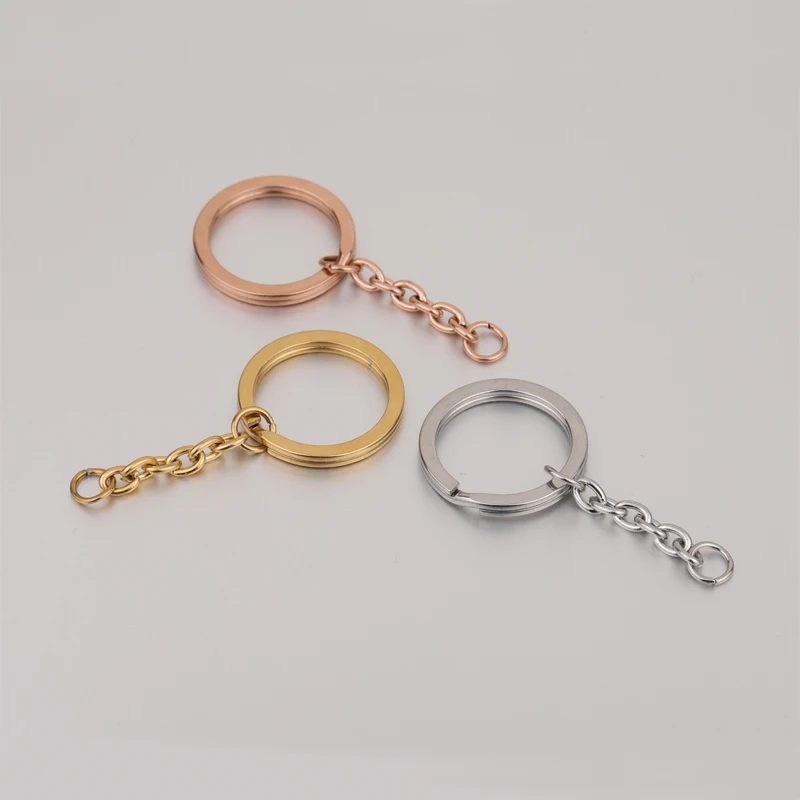 Fnixtar 20Pcs/Lot 304 Stainless Stee Key Chain Hanging Split Keyring With Extender Chain For DIY Making Keychains Punk Jewelry