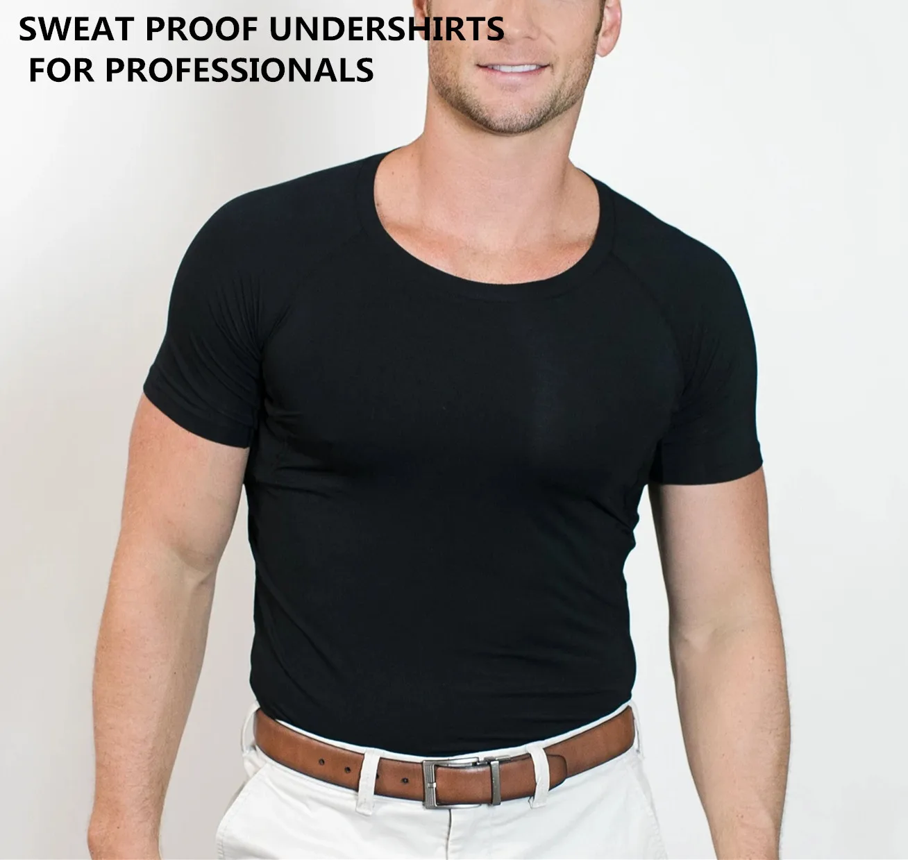 

Men's Sweat Proof Undershirt Black - Clothes Crew Neck - T-Shirt Men Relax Fit by TR+O