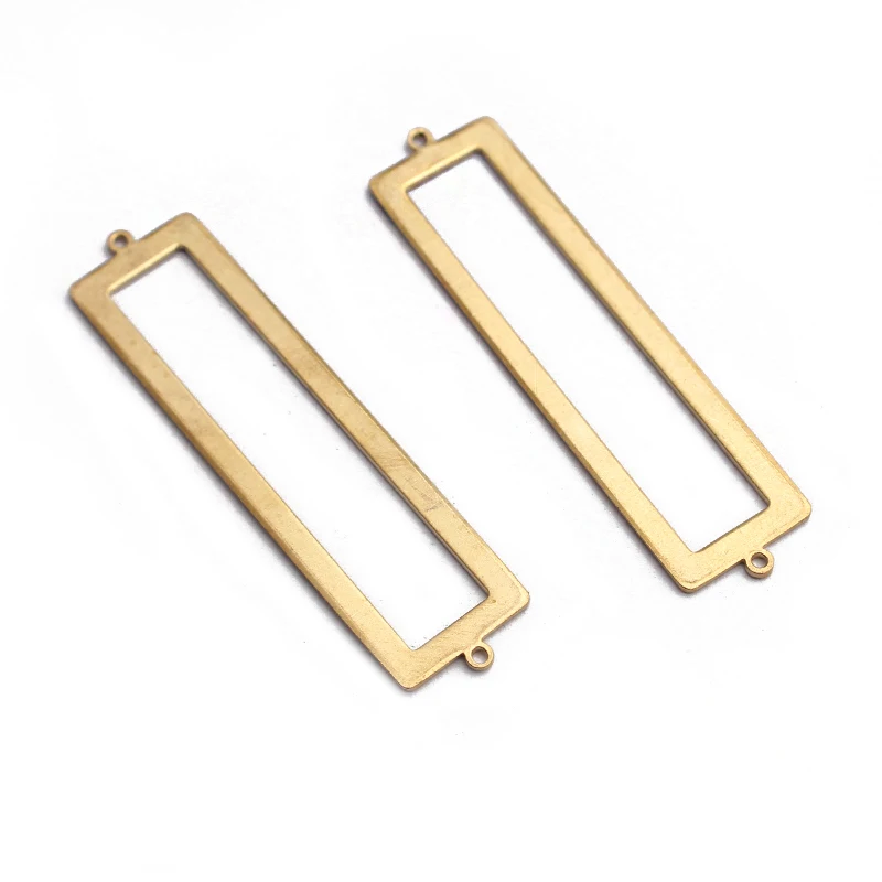 10pcs Raw Brass Rectangle Hollow Frame Connectors Charms For DIY Bracelet Necklace Jewelry Findings Making 57*14mm