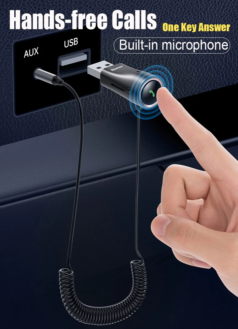 Bluetooth Ontvanger 5.0 3.5Mm Aux Jack Audio Draadloze Adapter Voor Car Speaker Muziek Zender Bluetooth Adapter Dongle Kabel