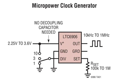 LTC6906 LTC6906CS6 LTC6906IS6 LTC6906HS6 - Micropower, 10kHz to 1MHz Resistor Set Oscillator in SOT-23