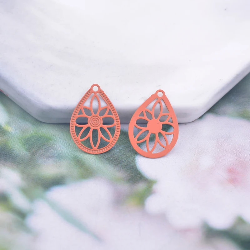 50 Stück AC10823 6*16mm Wassertropfen-Blumen-Anhänger Ohrring-Anhänger Metall Messing Dünner Anhänger DIY Schmuck Ohrring-Herstellung – Detail 8