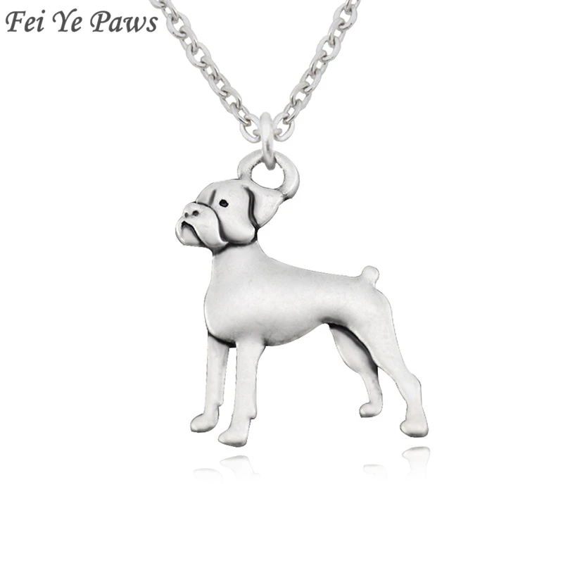 Vintage 3D Boxer Dog Charm Pendant Stainless Steel Necklace Boho Long Chain Maxi Animal Colar Necklace For Women Men Gifts 2018