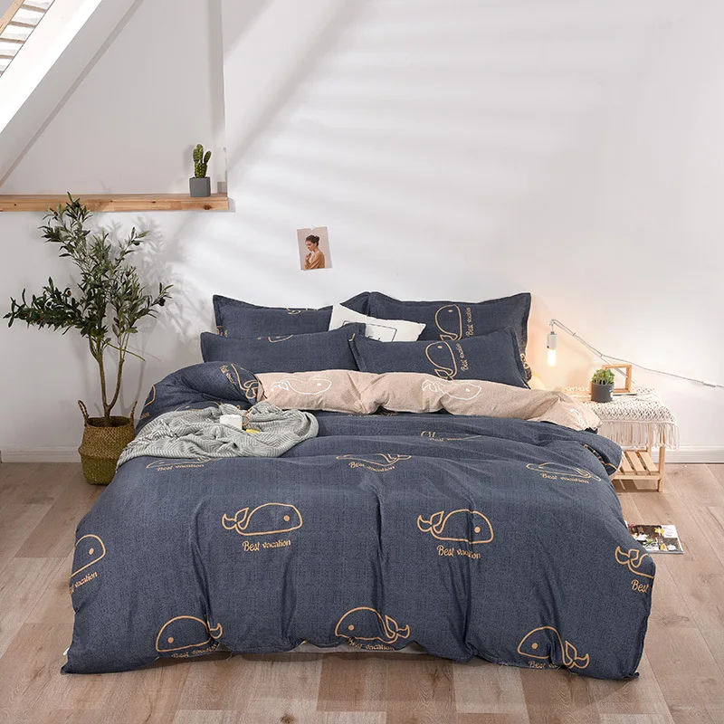 Nordic Bedding Set Plant Leaf Printed Duvet Cover Set Bed Linen Sheet Cartoon Animal Quilt Cover Pillowcase 240X220 Size