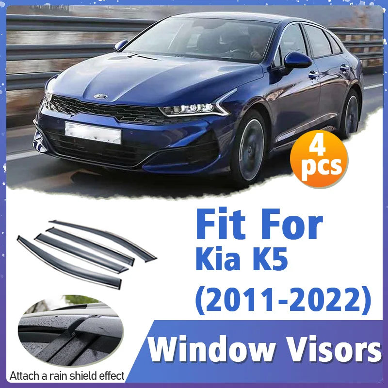 

Window Visor Guard for Kia K5 2011-2022 4pcs Vent Cover Trim Awnings Shelters Protection Sun Rain Deflector Auto Accessories