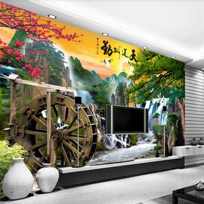 

wellyu Custom wallpaper 3d mural обои heavenly rewards Chinese landscape painting landscape waterfall TV background wall papaper