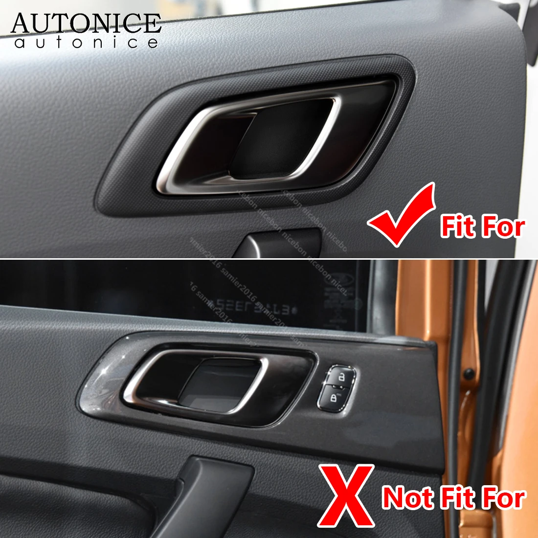 Fit for Ford Ranger Carbon Fiber Color Inner Door Handle Bowl Frame Decorator Cover 2015 2016 2017 2018 2019 2020 2021