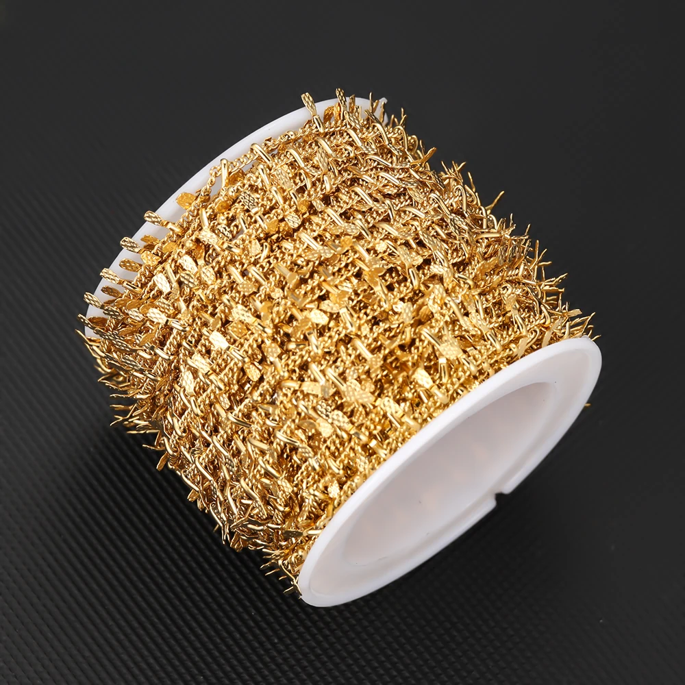 1 Meter Edelstahl-Blätterketten-Halskettenkomponente für DIY-Armbänder, Handarbeiten, Fußkettchen und Schmuckherstellungszubehör – Detail 5