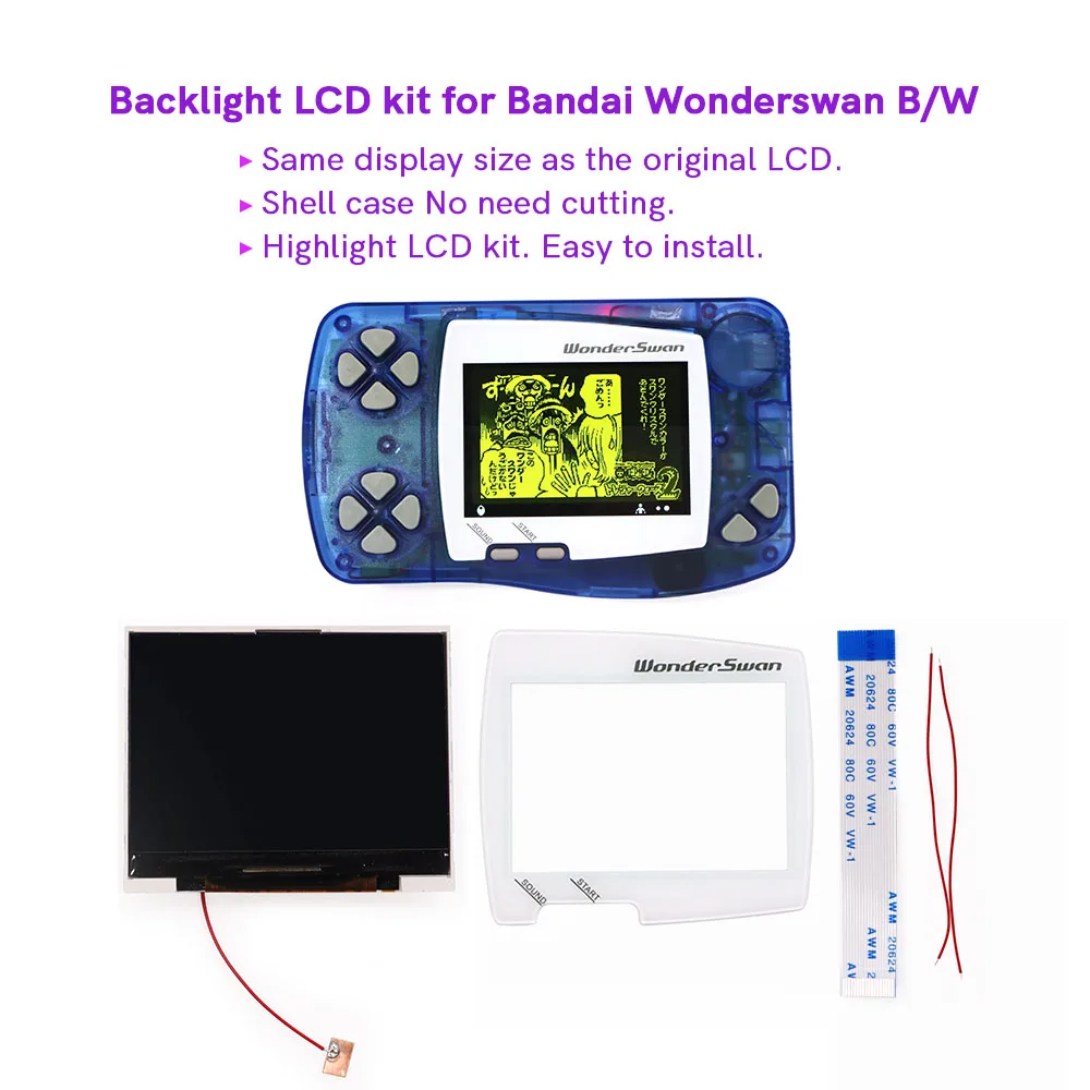 WS Hightlight LCD Screen Kits Backlight Brightness For Bandai WonderSwan Game Console