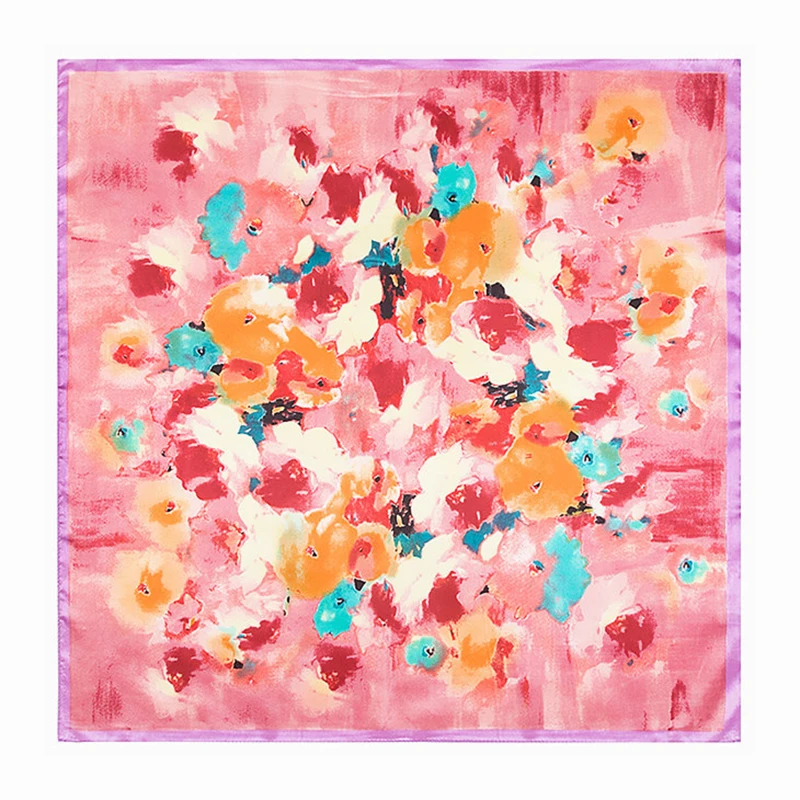 

France 60cm Spring New Versatile Rose Flower Women's Imitation Silk Business Leisure Small Scarf Occupation Small Square Towel