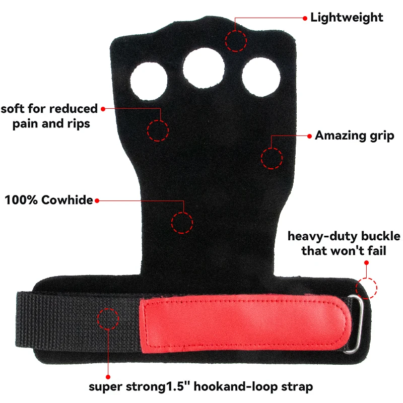 Leather Gymnastic Hand Grips Weightlifting Workout Gym Gloves Palm Protection Wrist Wrap Fitness Training Hand Blisters