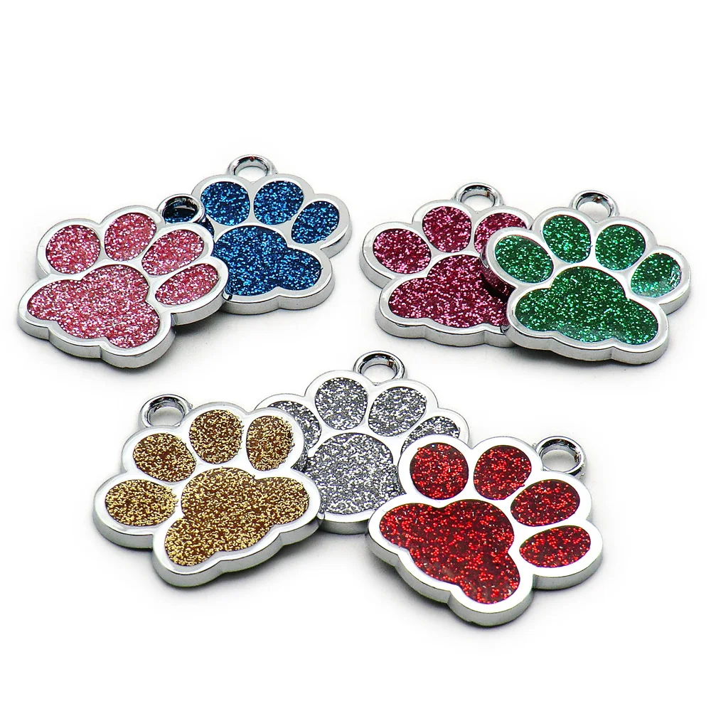 Wholesale 100Pcs Paw Pendant Dog ID Tag Custom Dog Plate Personalized Engraved Puppy ID Collar Tags Paw Pet Accessories For Dogs