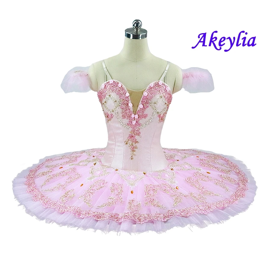 Pink ballet tutu with cute flowers professional classical tutu ballet for girls pancake nutcracker ballet tutu 11 layers JN9055