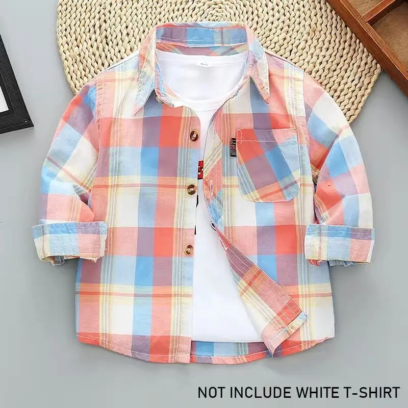 Toddler Thin Boys Long Sleeve Shirts Plaid Blouses For Kids Spring Autumn Children Clothes Casual Cotton Shirts Tops 1-7 Years