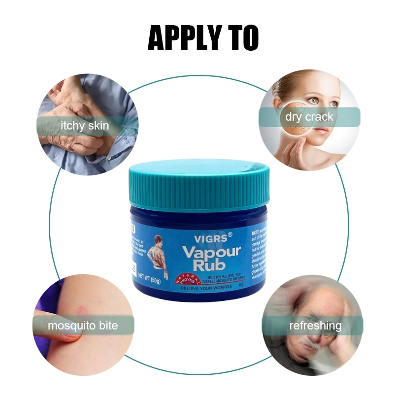 50g Vapour Rub White Cooling Balm Anti Mosquito Relief Headache Toothache Stomachache Menthol Herb Cream Medical Plaster